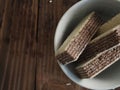 Crispy wafers filled with chocolate cream Royalty Free Stock Photo