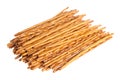 Crispy wheat straw with salt isolated on white Royalty Free Stock Photo