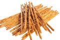 Crispy wheat straw with salt isolated on white Royalty Free Stock Photo