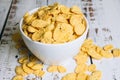 The crispy cornflakes in a bowl