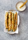 Crispy zucchini baked with parmesan cheese and bread crumble