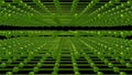Green lattice network . Horizontal , vertical tubes , lines. 3d rendedr illustration view 2