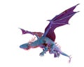 Cristal red blue dragon in a white background Royalty Free Stock Photo