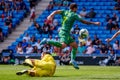 Cristian Portugues Portu plays at the La Liga match between RCD Espanyol and Real Sociedad