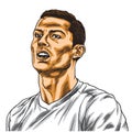 Cristiano Ronaldo Cartoon Vector Portrait Drawing Illustration. Turin, January 15, 2019