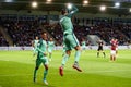 Cristiano Ronaldo jumps, after scoring goal Royalty Free Stock Photo