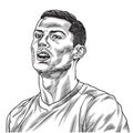 Cristiano Ronaldo Vector Portrait Drawing Line Illustration. Turin, August 27, 2018