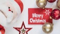 Cristmas background. Red decoration. Merry Cristmas greeting card Royalty Free Stock Photo