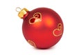 Cristmas decoration, glass red ball isolated on white background. New Year object