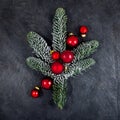 Cristmas decoration with pine branches and ornaments