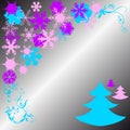 Cristmas pines and white snowflakes Royalty Free Stock Photo