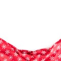 Cristmas red tablecloth with snowflakes isolated on white background - Top of view Royalty Free Stock Photo