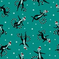 Cristmas seamless pattern with cute lemurs Royalty Free Stock Photo