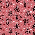 Cristmas pattern with lemurs on pink background Royalty Free Stock Photo