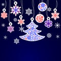 Cristmas snowflake and fir tree Royalty Free Stock Photo