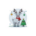 Cristmas Tree With Deer Vector design Royalty Free Stock Photo