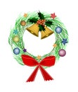 Cristmas Wreath of Pine Leaves with Christmas Decoration