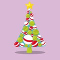 cristmast decor tree with white red toys 05 Royalty Free Stock Photo