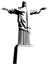 Cristo Redentor (Christ the Redeemer) in Rio de Janeiro / Brazil. Drawing in black and white.