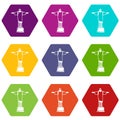 Cristo redentor icons set 9 vector