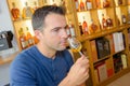 Critic smelling the wine Royalty Free Stock Photo