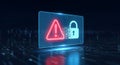 Critical Cybersecurity Risk: Warning Icon and Dissolving Padlock Represent Data Breach and Digital Threat for Businesses. Royalty Free Stock Photo