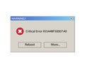 Critical Error Warning Message. Vintage User Interface. Vector Illustration. Royalty Free Stock Photo