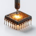 Critical Failure Burning an Obsolete Microchip Royalty Free Stock Photo