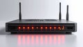 Critical Network Activity on Router with Red Lights Royalty Free Stock Photo