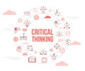 Critical thinking concept with icon set template banner and circle round shape Royalty Free Stock Photo