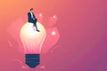 Critical thinking concept. Illustration of a man and a light bulb. creativity Royalty Free Stock Photo