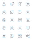 Critical thinking linear icons set. Analysis, Reasoning, Evaluation, Reflection, Logic, Rationality, Interpretation line