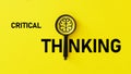 Critical thinking skills are shown using the text or thinking and finding ideas Royalty Free Stock Photo