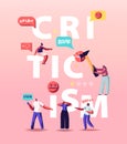 Criticism Concept. Angry People Blaming and Criticize in Internet, Put Dislike in Account Profile, Negative Feedback