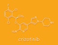 Crizotinib anti-cancer drug molecule. Inhibitor of ALK and ROS1 proteins. Skeletal formula.