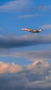 CRJ 100 take off on sunset Royalty Free Stock Photo