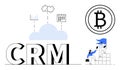 CRM Cloud Computing with Blockchain and Teamwork in Modern Business Solutions Royalty Free Stock Photo