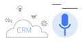 CRM Cloud with Icons for Communication, Shopping, Analytics, and Voice Technology Concept Royalty Free Stock Photo