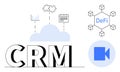CRM Cloud Platform Integration with Data Visualization, Decentralized Finance, and Video Communication Royalty Free Stock Photo