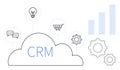 CRM Cloud System with Business Concept Icons Including Chat, Shopping, and Analytics Charts Royalty Free Stock Photo