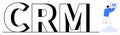 CRM Concept with Bold Lettering and Man Interacting with Digital Interface Royalty Free Stock Photo
