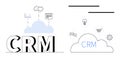 CRM Concept with Cloud Computing, Business Tools, Data Management, and Sales Interaction Visuals Royalty Free Stock Photo