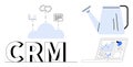 CRM Concept with Cloud Computing Icons, Data Visualization, and Strategy Symbols for Business Management Royalty Free Stock Photo