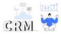 CRM Concept with Cloud Integration, Analytics, and Meditation for Workflow Balance Royalty Free Stock Photo