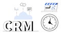 CRM Concept with Cloud Integration, Business Metrics, and Time Management for Streamlined Operations Royalty Free Stock Photo