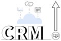 CRM Concept with Cloud Computing, Productivity Tools, and Growth Symbol Royalty Free Stock Photo