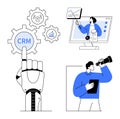 CRM and Business Analysis Concept with Robotic Automation and Data Management Royalty Free Stock Photo