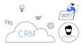 CRM Cloud System with Icons of Communication, Shopping, and Technology Integration Royalty Free Stock Photo