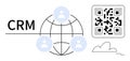 CRM Concept with Global Network, QR Code, and User Profiles for Digital Connectivity Royalty Free Stock Photo