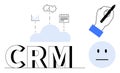 CRM concepts with cloud computing, data visualization, task management, and user interaction Royalty Free Stock Photo